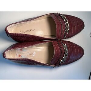 Charter Club Burgundy Croc Embossed Chain Loafer Flats Women's Shoes Size 9